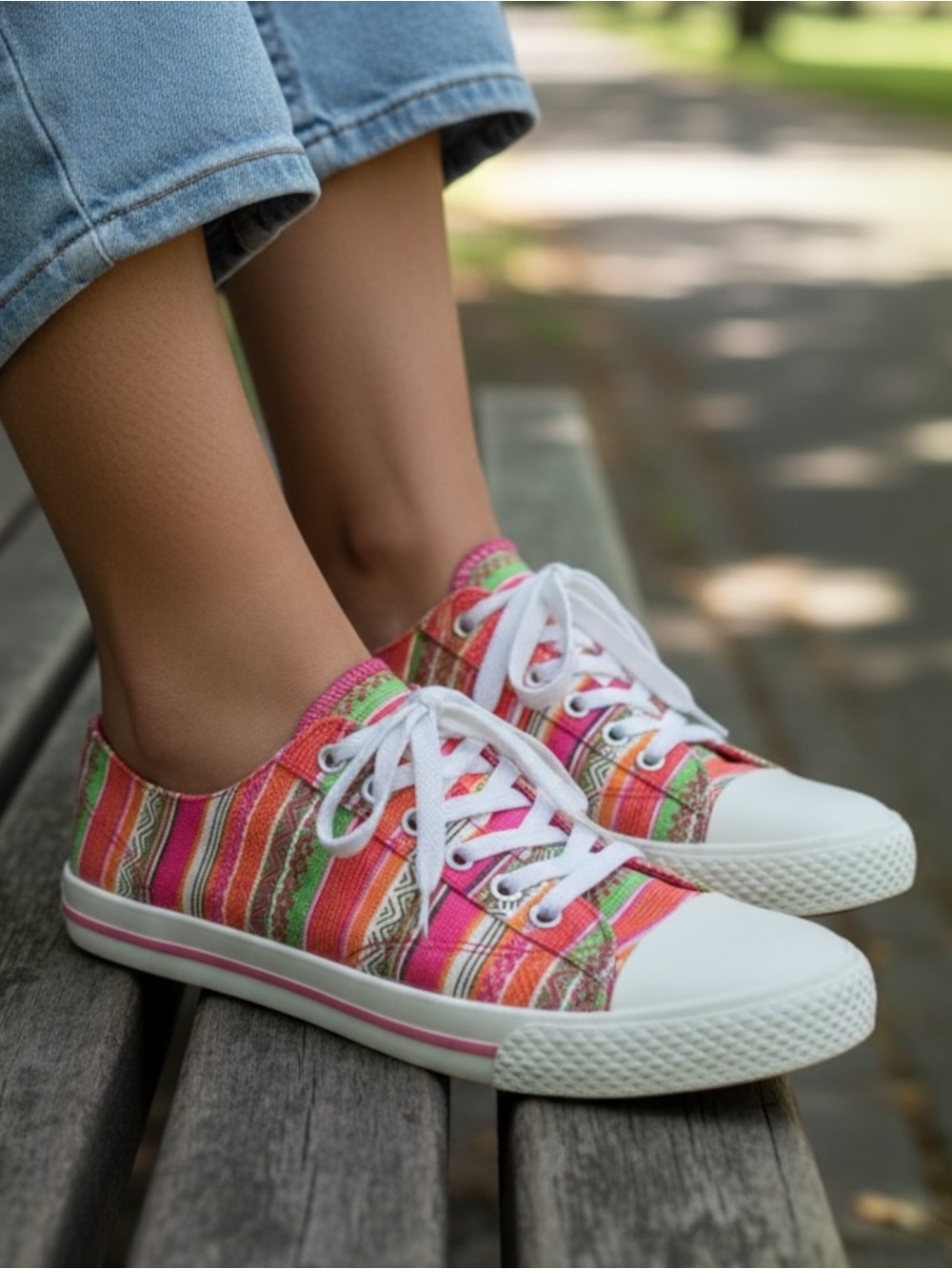AIRWALK Retro Striped Canvas Lace-up Sneakers